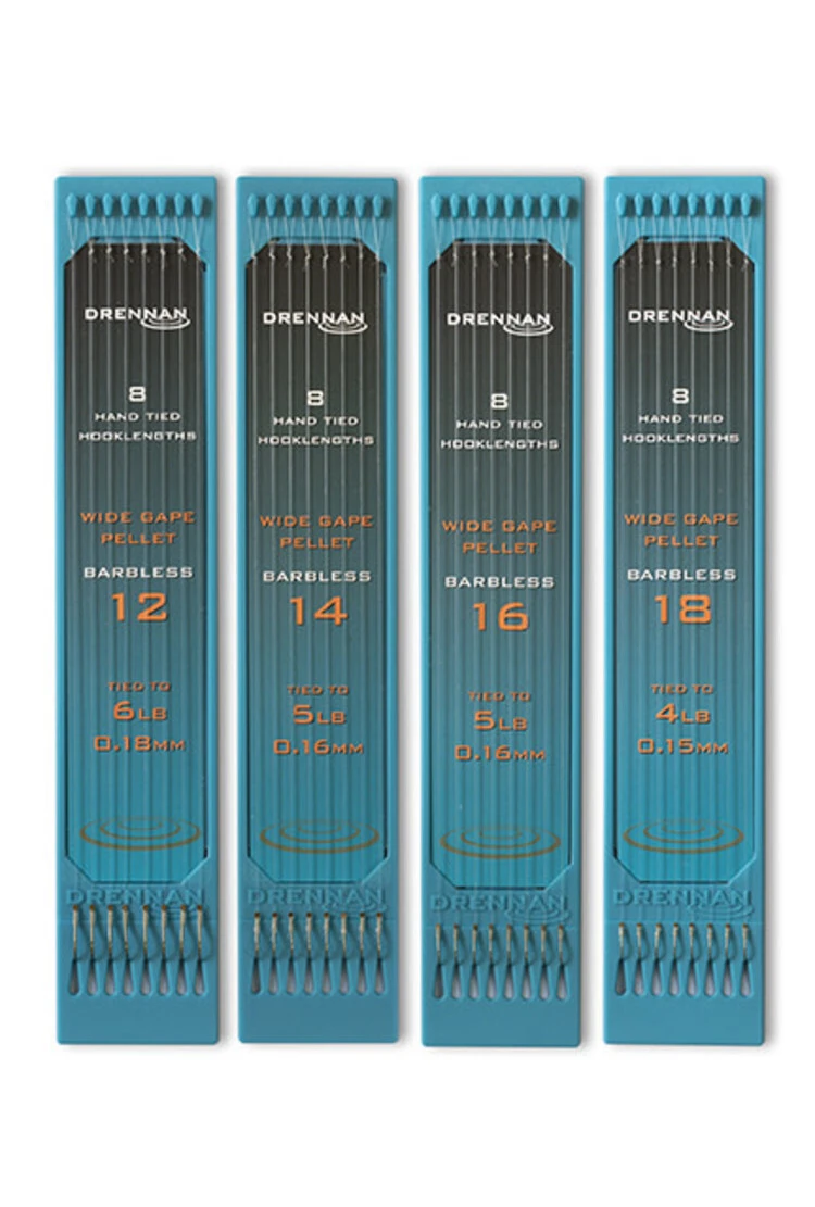 Drennan Hand Tied Hooklengths Wide Gape Pellet Barbless Haak 12 0.18mm 1 Drennan Hand Tied Hooklengths Wide Gape Pellet Barbless Haak 12 0.18mm