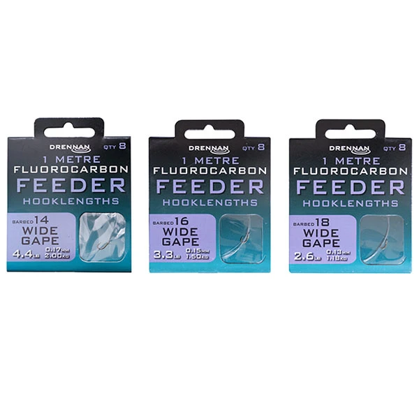 Drennan Fluorocarbon Wide Gape Feeder Hooklengths 1 Drennan Fluorocarbon Wide Gape Feeder Hooklengths